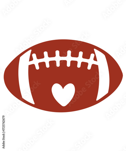 Football clip art design on plain white transparent isolated background for card, shirt, hoodie, sweatshirt, apparel, card, tag, mug, icon, poster or badge, tailgates and touchdowns