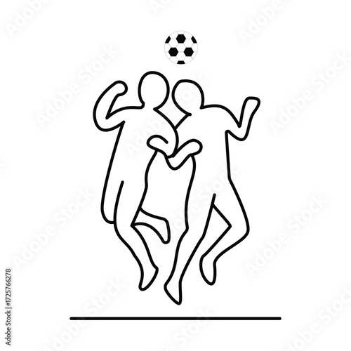 Two soccer players competing for the ball in a dynamic action shot isolated on white background