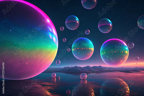 Ethereal Whimsical Bubbles with Intricate Reflections