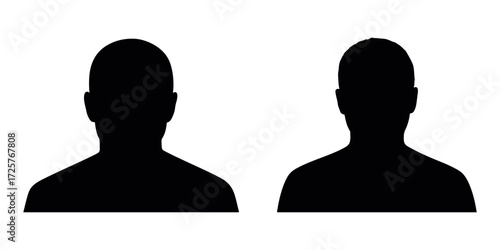 People avatar silhouettes vector – human head and shoulder icons, black profile pictogram for teamwork, communication, and social identity