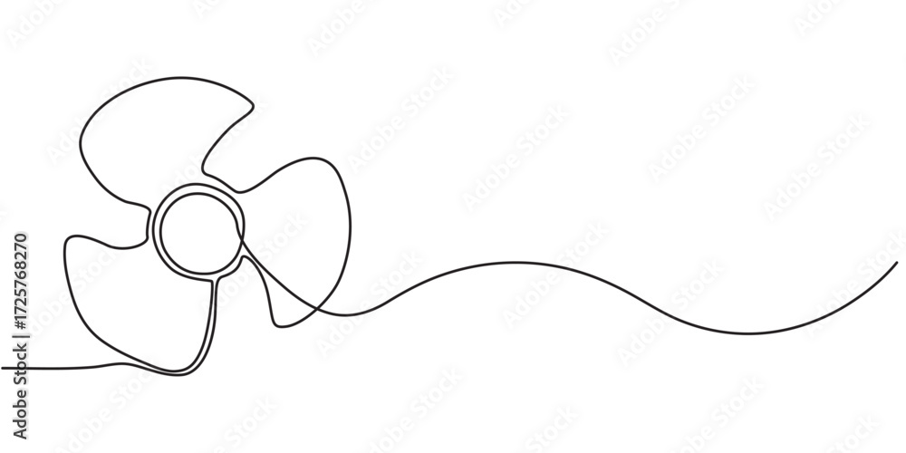 Obraz premium Electric fan continuous one line drawing. Single line draw of fan. Continuous one line draw design graphic vector illustration. fan