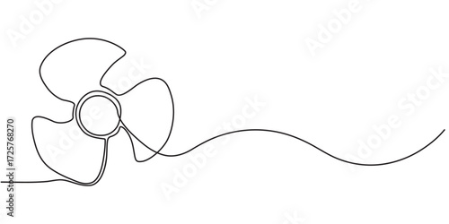 Electric fan continuous one line drawing. Single line draw of fan. Continuous one line draw design graphic vector illustration. fan