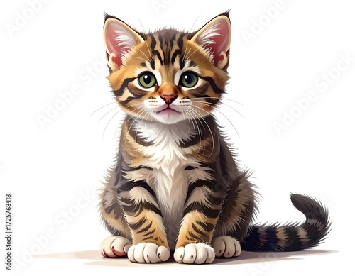 Adorable Kitten Portrait Illustration