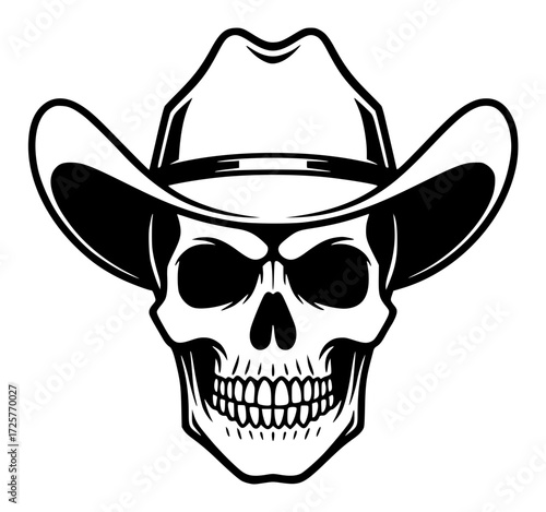 Skull wearing a cowboy hat, western, death, gothic, wild west, rebel