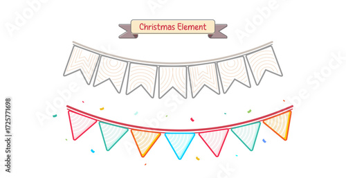 Vector illustration of Christmas hanging pennant decoration in hand drawn style