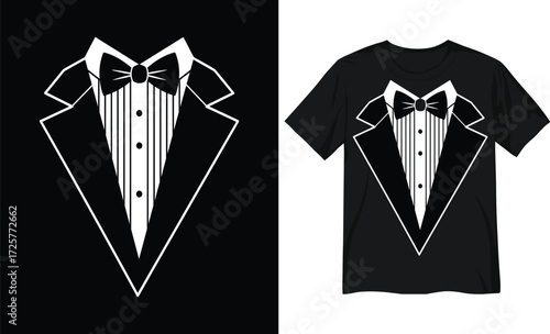 Funny Tuxedo Costume T-Shirt Graphic Illustration