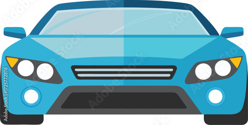 Blue Sports Car Front View Illustration