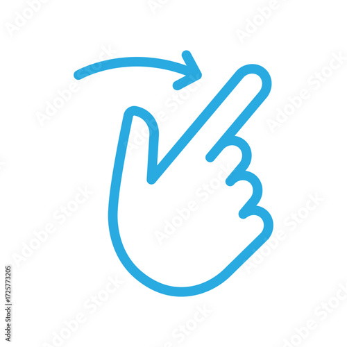 Swipe Gesture, Hand Touching Screen, Blue Line Icon, Mobile App UI, UX Design Element