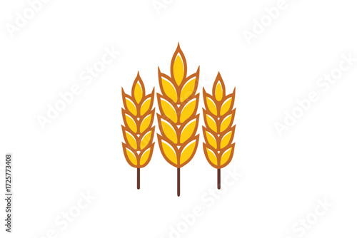 Golden ripe wheat stalks illustration on a clean white background representing agriculture and organic food production