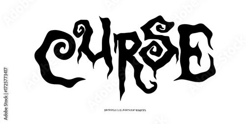 Dark Lettering vector font type style Gothic spiky print designs Y2k Ghotic tattoo font concept for apparel print design, for creativity.