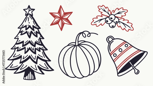 Stylized Christmas Tree with Star Topper Festive Holiday Design.