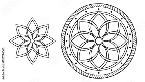Intricate Geometric Floral Mandala Designs with Petal Motifs.