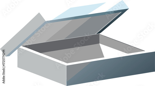 Open Gray Rectangular Cardboard Box