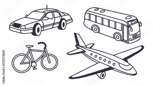 Simple Line Drawing of a Classic Bicycle with Two Wheels and a Curved Handlebar.