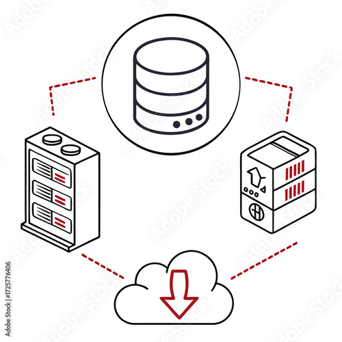 Cloud Data Transfer Between Server Racks and Database.