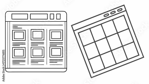 Outline of a Webpage and a Grid Pad Interface.