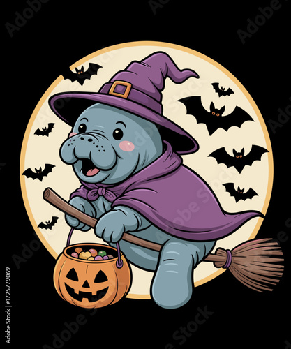 Manatee Witch Hat Pumpkin Halloween