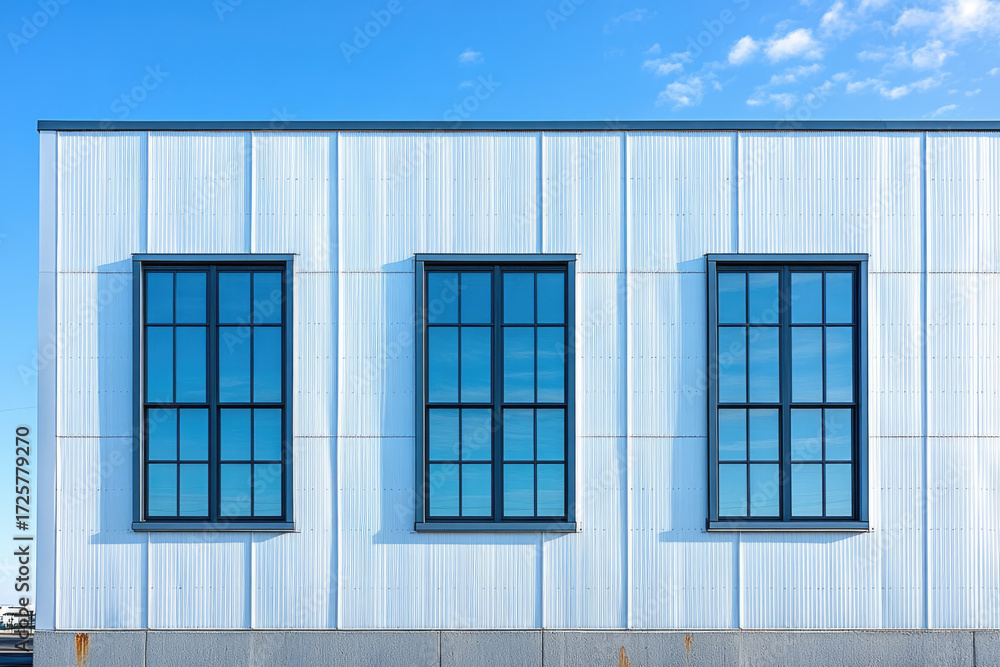 Obraz premium Modern Industrial Architecture Featuring Sharp Angles and Metallic Surfaces