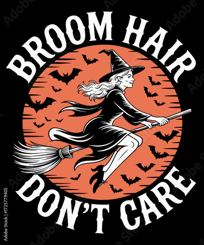 Retro Funny Halloween Witch Broom & Moon Costume Lover