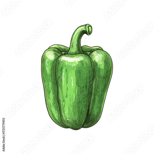 green pepper hand drawn illustration