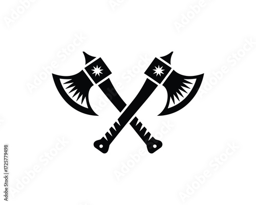 Crossed Axes Logo Traditional Japanese Design Inspiration