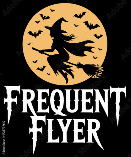 Frequent Flyer Cute Witch Halloween Lover