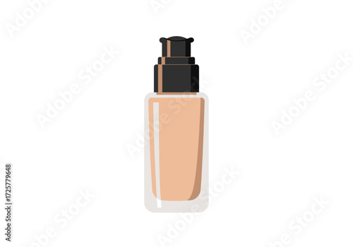A foundation bottle with a black pump on a white background