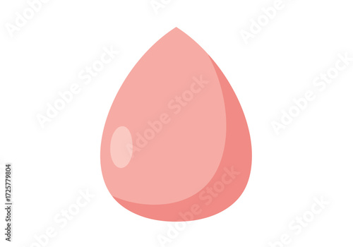 A pink teardropshaped sponge with a light spot on its left side