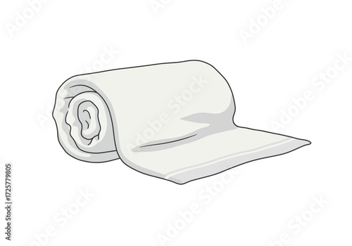 A rolledup white towel with black outlines