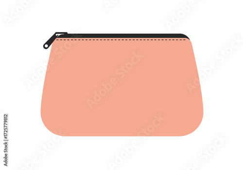 A salmoncolored zippered pouch with rounded corners against a white background