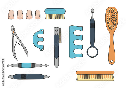 An array of manicure  pedicure tools