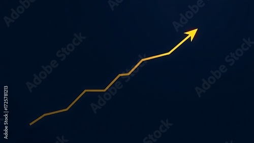 Abstract golden line ascending on deep blue, representing financial growth and minimalist elegance.