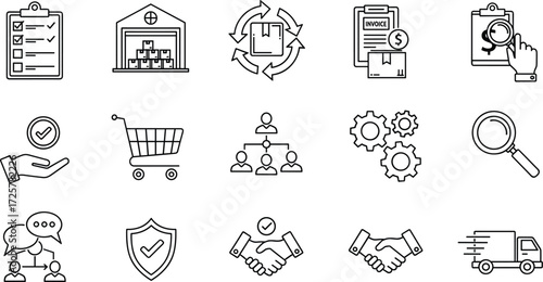 Logistics and Supply Chain Icon Set for Business Solutions