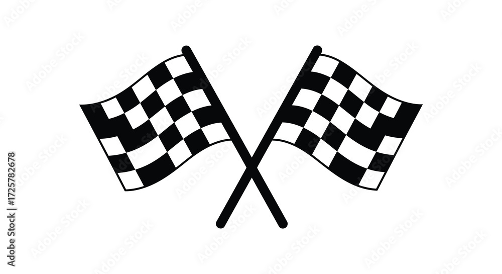 Fototapeta premium Crossing checkered flags illustration a distinct racing symbol silhouette