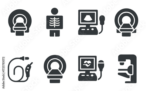 Medical imaging icons: mri, x-ray, ultrasound, mammography diagnostics