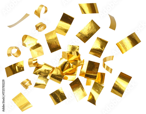 Golden Confetti Falling in Air 