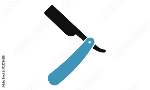 Vintage Straight Razor Illustration Classic Shaving Tool Beauty Icon Isolated on White Background Barber Equipment