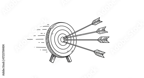 Target with Arrows Hitting Bullseye Illustration