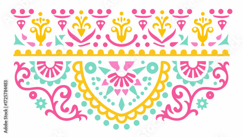 Cheerful vibrant floral design with retro color palette, perfect for adding a touch of whimsy to your designs, ideal for invitations and celebratory projects