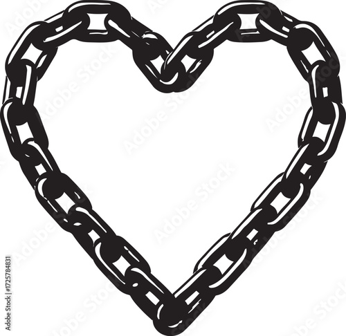 Strong Chain Forming a Heart Shape - Concept of Enduring Love, Strength, and Bondage