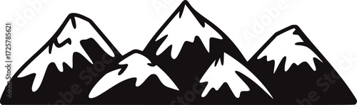 Black and white mountain range illustration mountains peak