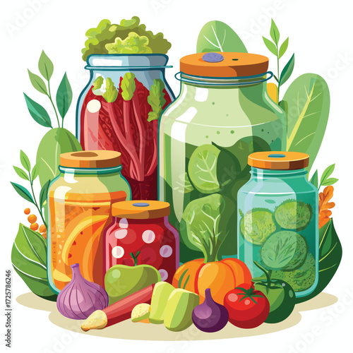 Homemade Preserved Vegetables Jars Canning Food Storage homemade preserved vegetables