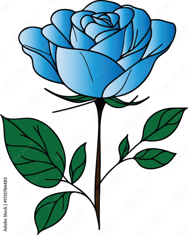 Obraz premium Blue rose vector illustration isolated on a white background