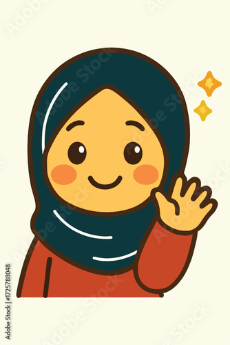 Cute hijab girl waving hand