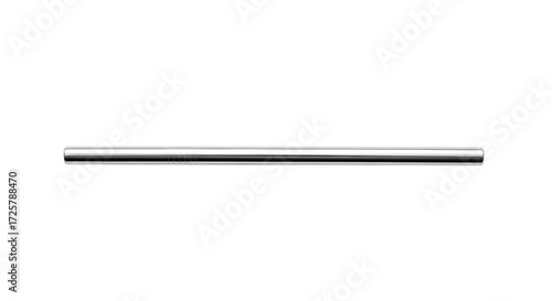 A reusable steel straw as a simple, plain object for eco-friendly beverages, isolated on a clean white background with no shadow, logo or text
