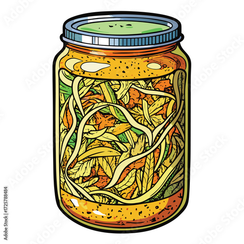 Mason Jar Filled with Colorful Pickled Vegetables mason jar filled