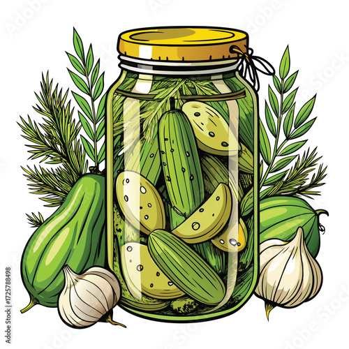 Pickled cucumbers jar garlic dill homemade preserving recipe pickled cucumbers