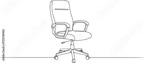 Continuous one line sketch of an office chair. Single line drawing of an executive chair, Office chair one continuous line drawing vector illustration. Premium vector. 
