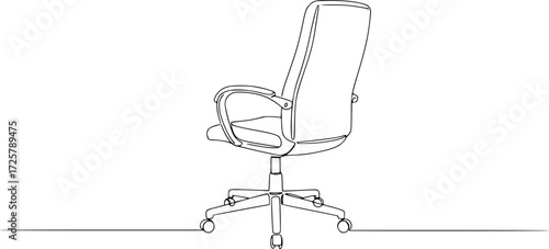 Continuous one line sketch of an office chair. Single line drawing of an executive chair, Office chair one continuous line drawing vector illustration. Premium vector. 
