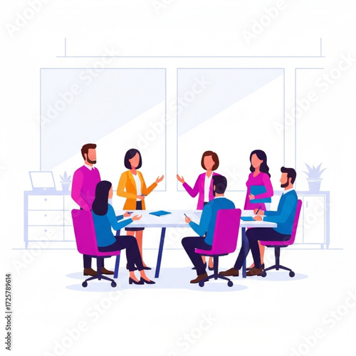 Professional Business Team Engaged in Collaborative Discussion and Strategy Planning in a Modern Office Environment